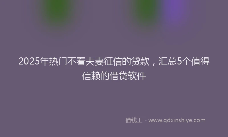 2025年热门不看夫妻征信的贷款，汇总5个值得信赖的借贷软件