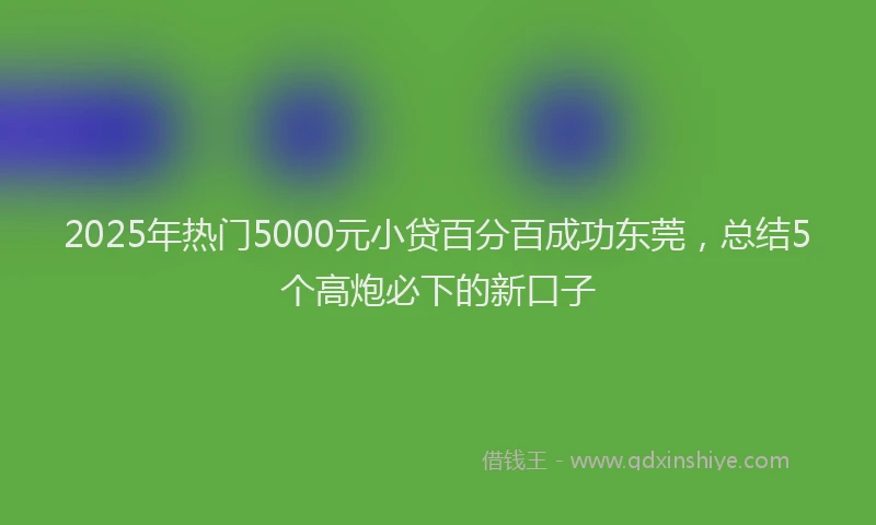 2025年热门5000元小贷百分百成功东莞，总结5个高炮必下的新口子