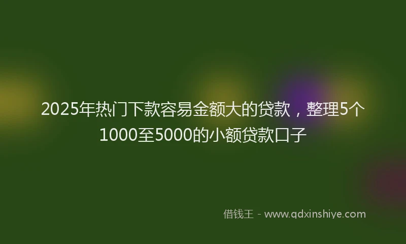 2025年热门下款容易金额大的贷款，整理5个1000至5000的小额贷款口子