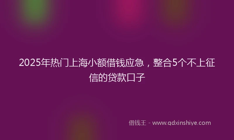 2025年热门上海小额借钱应急，整合5个不上征信的贷款口子