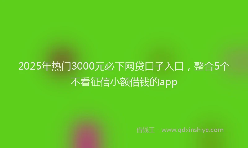 2025年热门3000元必下网贷口子入口，整合5个不看征信小额借钱的app