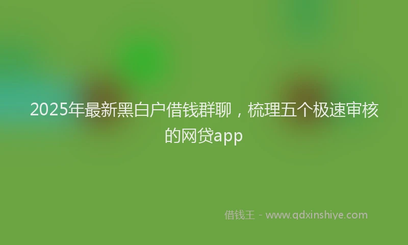 2025年最新黑白户借钱群聊，梳理五个极速审核的网贷app