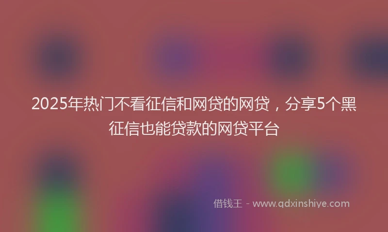2025年热门不看征信和网贷的网贷，分享5个黑征信也能贷款的网贷平台