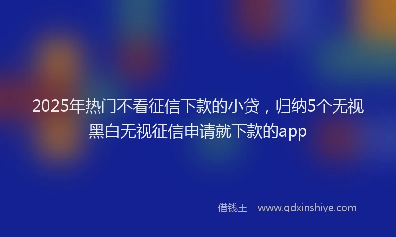 2025年热门不看征信下款的小贷，归纳5个无视黑白无视征信申请就下款的app
