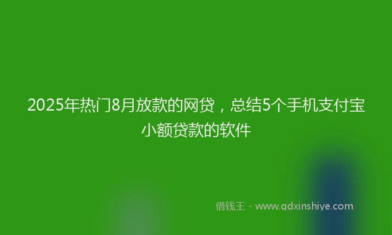 2025年热门8月放款的网贷，总结5个手机支付宝小额贷款的软件