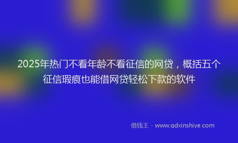 2025年热门不看年龄不看征信的网贷，概括五个征信瑕疵也能借网贷轻松下款的软件