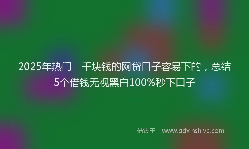 2025年热门一千块钱的网贷口子容易下的，总结5个借钱无视黑白100%秒下口子