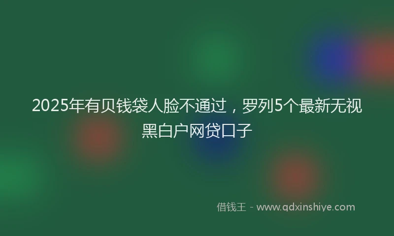 2025年有贝钱袋人脸不通过，罗列5个最新无视黑白户网贷口子