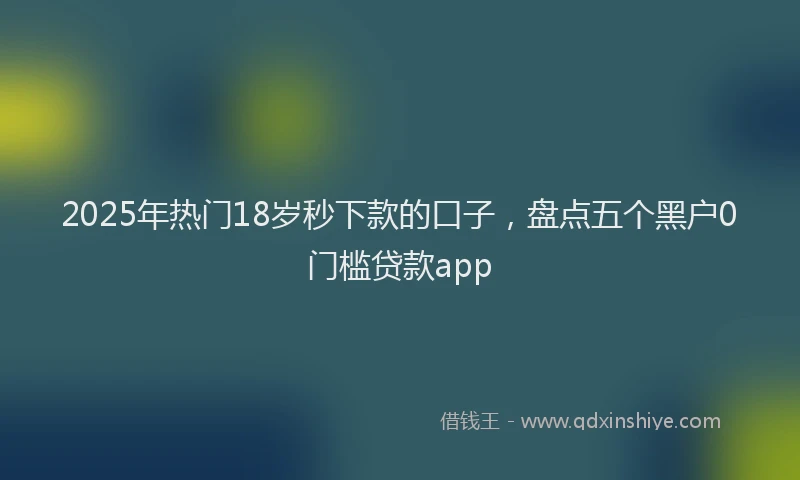 2025年热门18岁秒下款的口子，盘点五个黑户0门槛贷款app