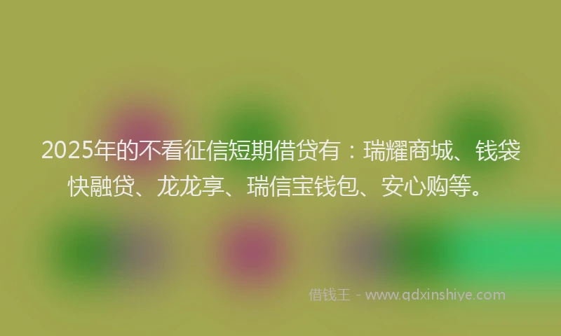 2025年的不看征信短期借贷有：瑞耀商城、钱袋快融贷、龙龙享、瑞信宝钱包、安心购等。