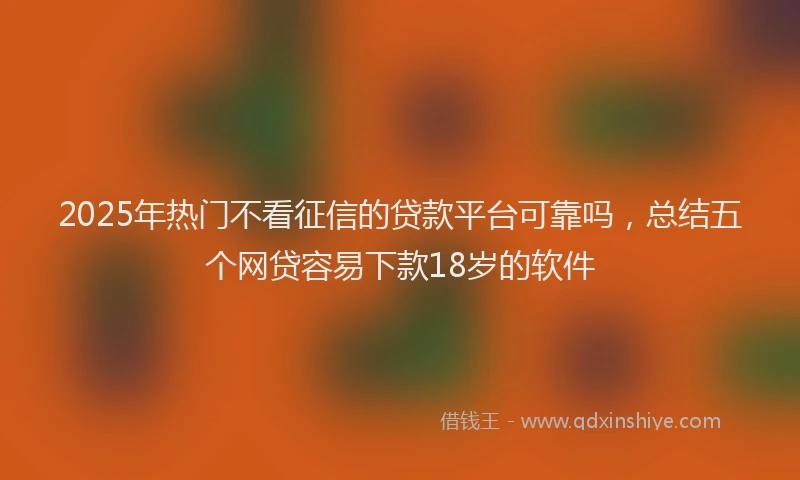 2025年热门不看征信的贷款平台可靠吗，总结五个网贷容易下款18岁的软件