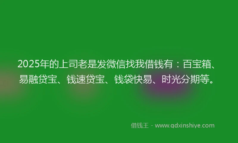 2025年的上司老是发微信找我借钱有：百宝箱、易融贷宝、钱速贷宝、钱袋快易、时光分期等。