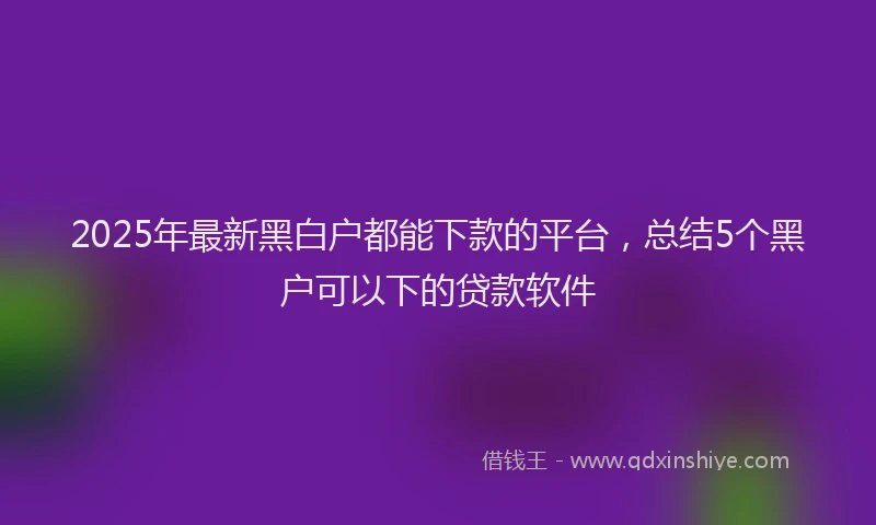2025年最新黑白户都能下款的平台，总结5个黑户可以下的贷款软件