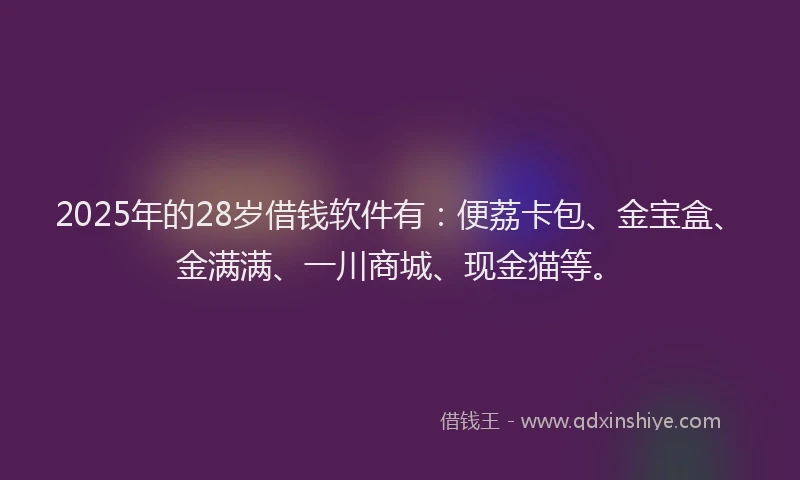 2025年的28岁借钱软件有：便荔卡包、金宝盒、金满满、一川商城、现金猫等。
