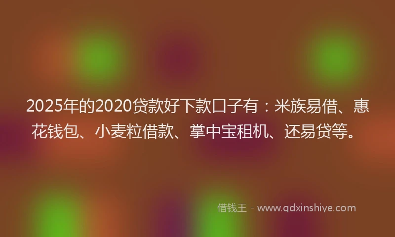 2025年的2020贷款好下款口子有：米族易借、惠花钱包、小麦粒借款、掌中宝租机、还易贷等。