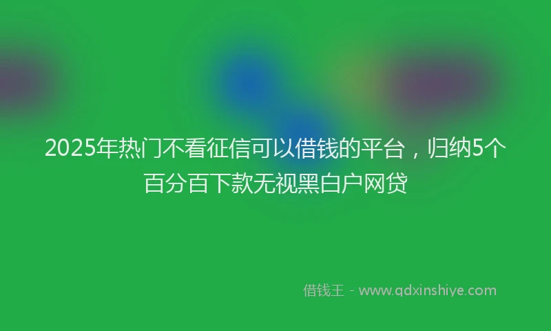 2025年热门不看征信可以借钱的平台，归纳5个百分百下款无视黑白户网贷