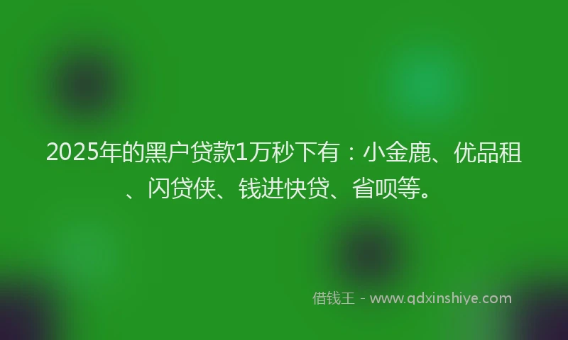 2025年的黑户贷款1万秒下有：小金鹿、优品租、闪贷侠、钱进快贷、省呗等。