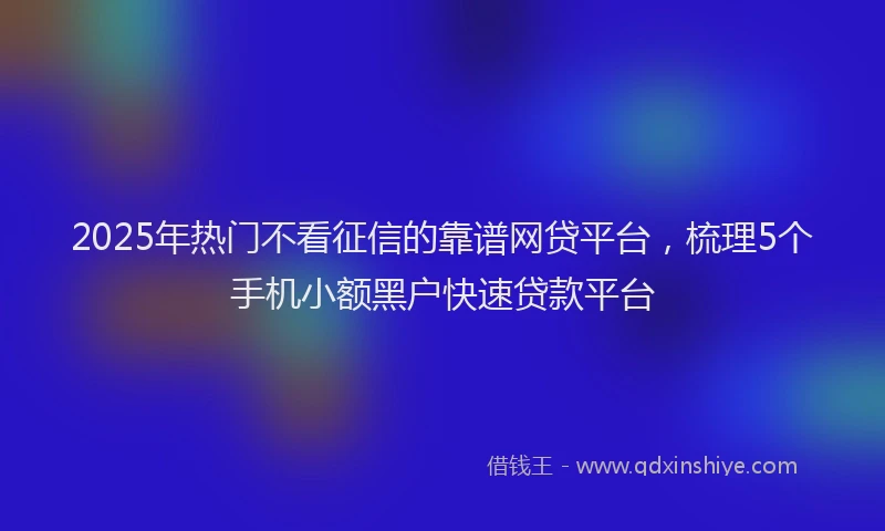 2025年热门不看征信的靠谱网贷平台，梳理5个手机小额黑户快速贷款平台