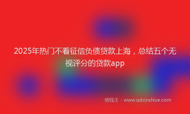 2025年热门不看征信负债贷款上海，总结五个无视评分的贷款app