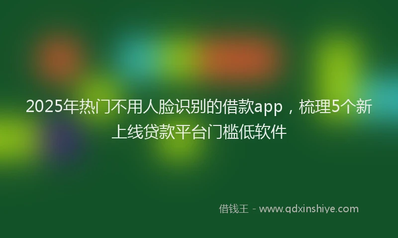 2025年热门不用人脸识别的借款app，梳理5个新上线贷款平台门槛低软件