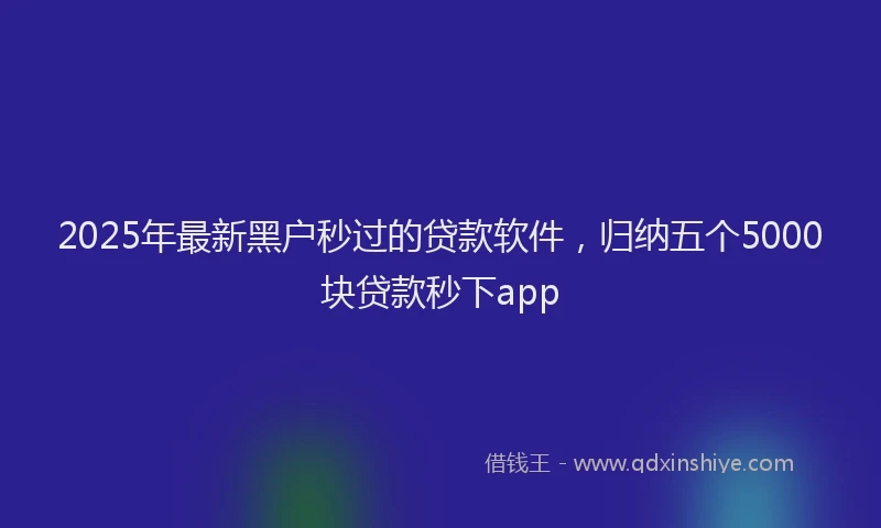 2025年最新黑户秒过的贷款软件，归纳五个5000块贷款秒下app