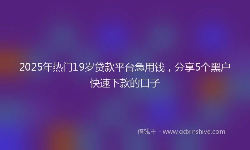 2025年热门19岁贷款平台急用钱，分享5个黑户快速下款的口子