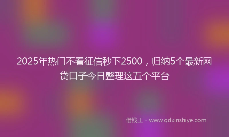 2025年热门不看征信秒下2500,归纳5个最新网贷口子今日整理这五个平台