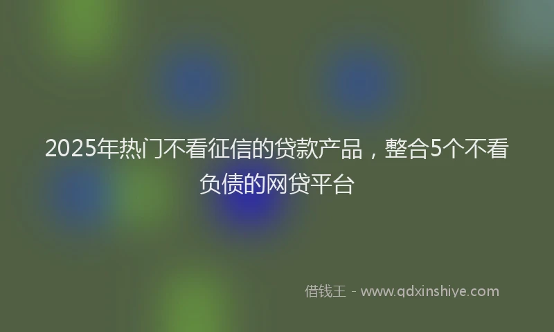 2025年热门不看征信的贷款产品，整合5个不看负债的网贷平台