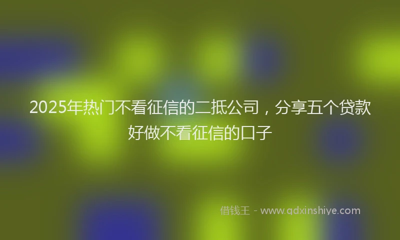 2025年热门不看征信的二抵公司，分享五个贷款好做不看征信的口子