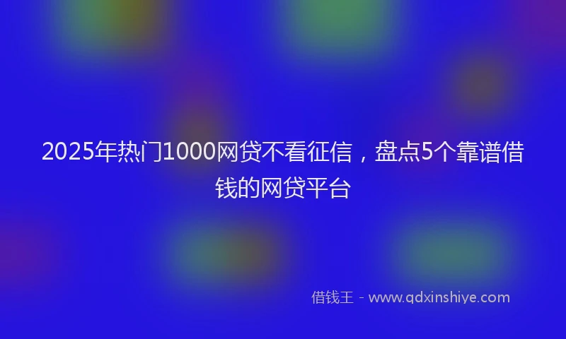 2025年热门1000网贷不看征信，盘点5个靠谱借钱的网贷平台