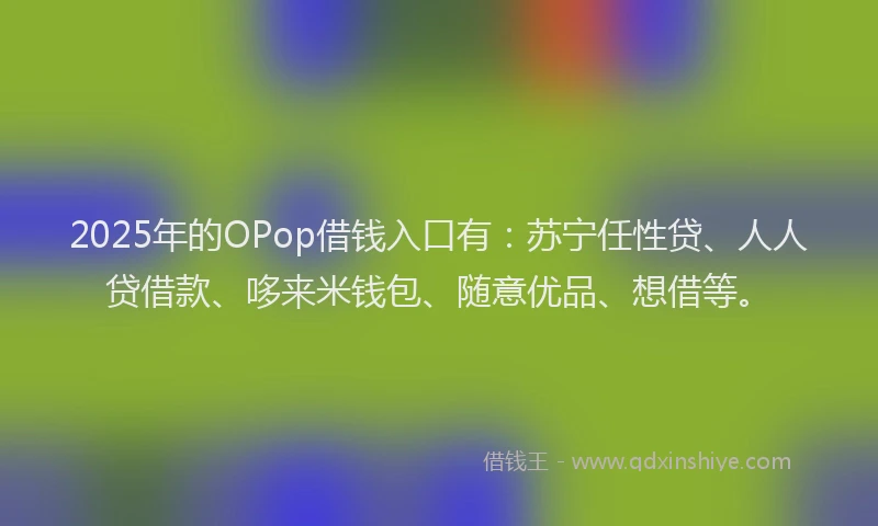 2025年的OPop借钱入口有：苏宁任性贷、人人贷借款、哆来米钱包、随意优品、想借等。