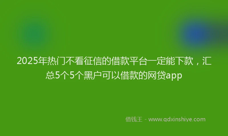 2025年热门不看征信的借款平台一定能下款，汇总5个5个黑户可以借款的网贷app