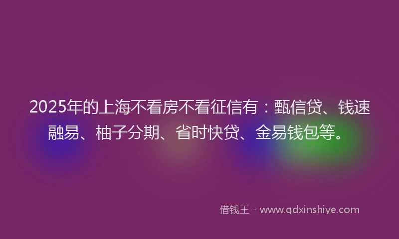 2025年的上海不看房不看征信有：甄信贷、钱速融易、柚子分期、省时快贷、金易钱包等。