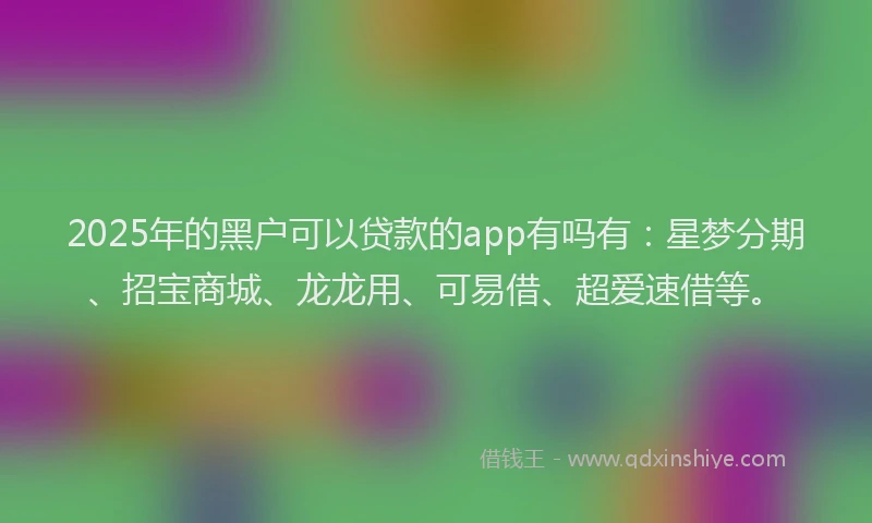 2025年的黑户可以贷款的app有吗有：星梦分期、招宝商城、龙龙用、可易借、超爱速借等。