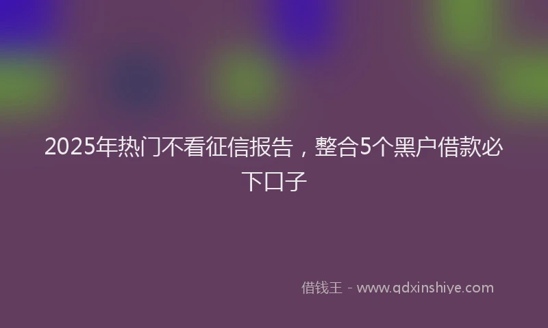 2025年热门不看征信报告，整合5个黑户借款必下口子