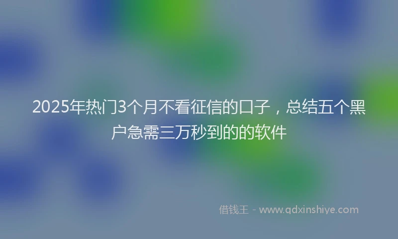 2025年热门3个月不看征信的口子，总结五个黑户急需三万秒到的的软件