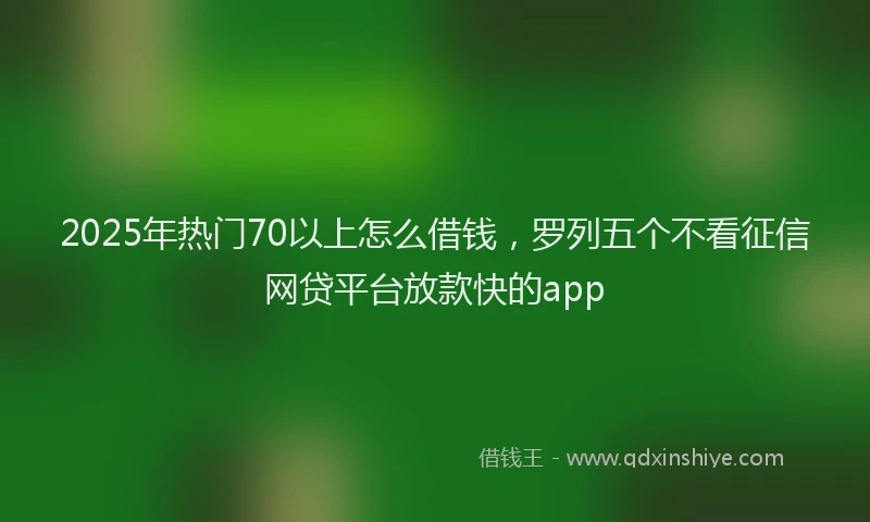 2025年热门70以上怎么借钱，罗列五个不看征信网贷平台放款快的app