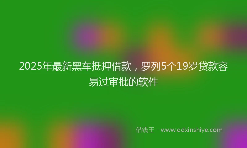 2025年最新黑车抵押借款，罗列5个19岁贷款容易过审批的软件