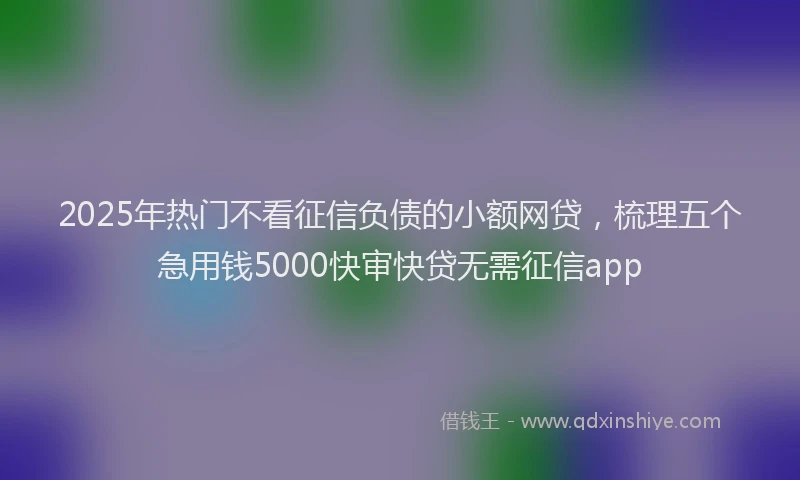2025年热门不看征信负债的小额网贷，梳理五个急用钱5000快审快贷无需征信app