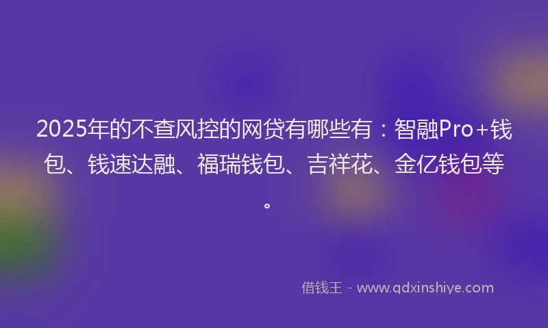 2025年的不查风控的网贷有哪些有：智融Pro+钱包、钱速达融、福瑞钱包、吉祥花、金亿钱包等。