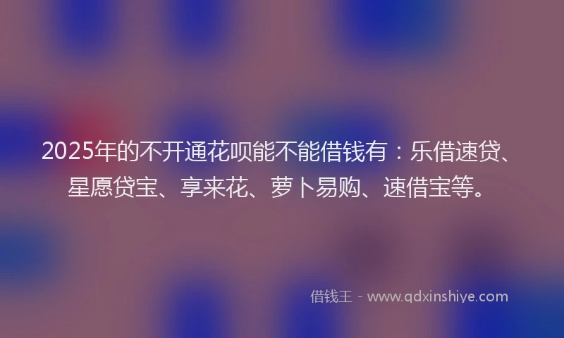 2025年的不开通花呗能不能借钱有：乐借速贷、星愿贷宝、享来花、萝卜易购、速借宝等。