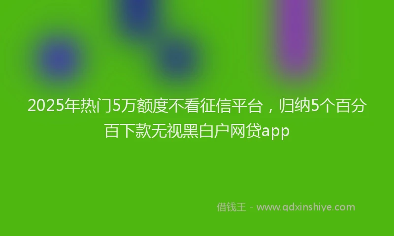 2025年热门5万额度不看征信平台，归纳5个百分百下款无视黑白户网贷app
