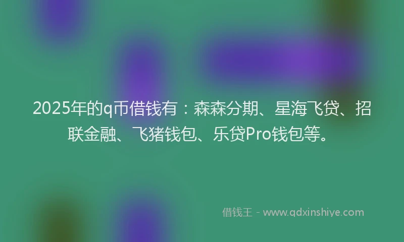 2025年的q币借钱有：森森分期、星海飞贷、招联金融、飞猪钱包、乐贷Pro钱包等。