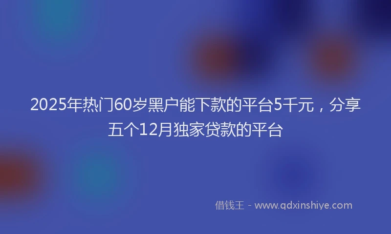 2025年热门60岁黑户能下款的平台5千元，分享五个12月独家贷款的平台