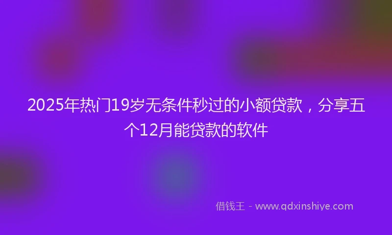 2025年热门19岁无条件秒过的小额贷款，分享五个12月能贷款的软件