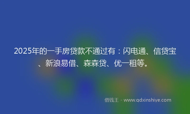 2025年的一手房贷款不通过有：闪电通、信贷宝、新浪易借、森森贷、优一租等。