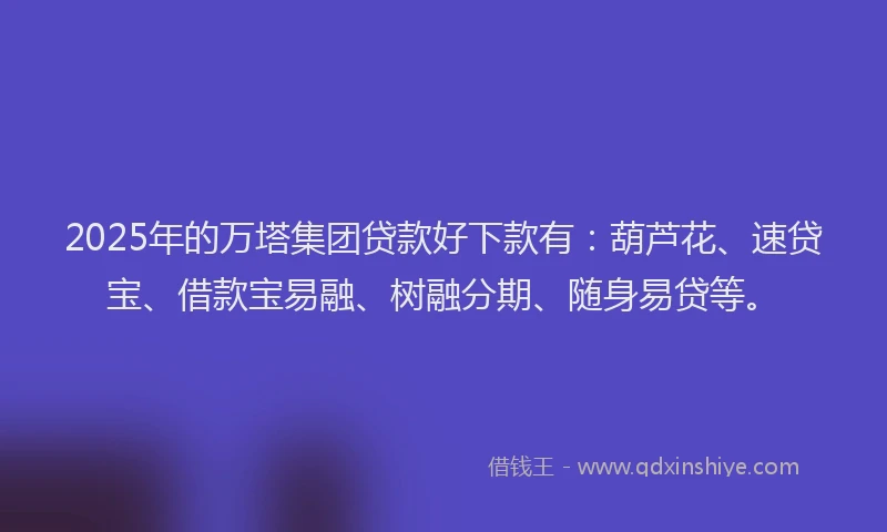 2025年的万塔集团贷款好下款有：葫芦花、速贷宝、借款宝易融、树融分期、随身易贷等。