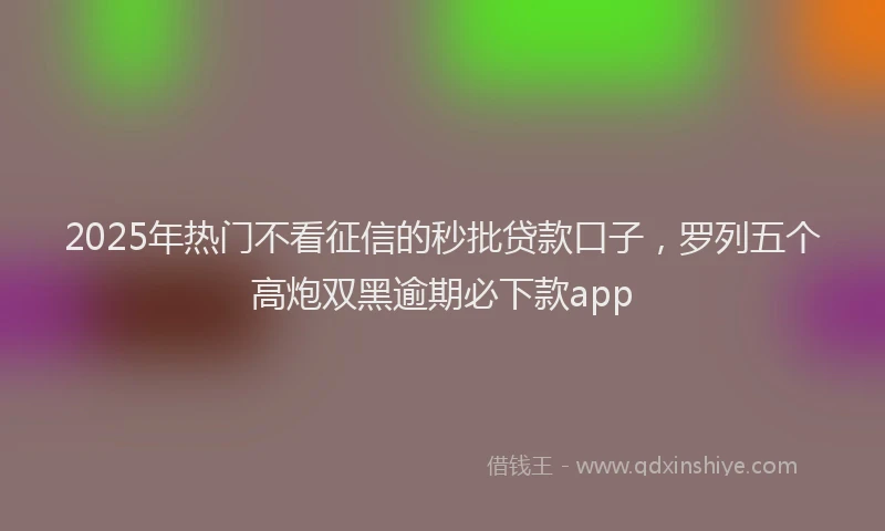 2025年热门不看征信的秒批贷款口子，罗列五个高炮双黑逾期必下款app