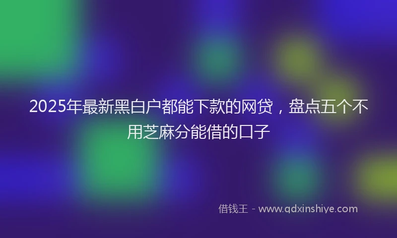 2025年最新黑白户都能下款的网贷，盘点五个不用芝麻分能借的口子