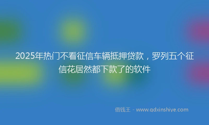 2025年热门不看征信车辆抵押贷款，罗列五个征信花居然都下款了的软件